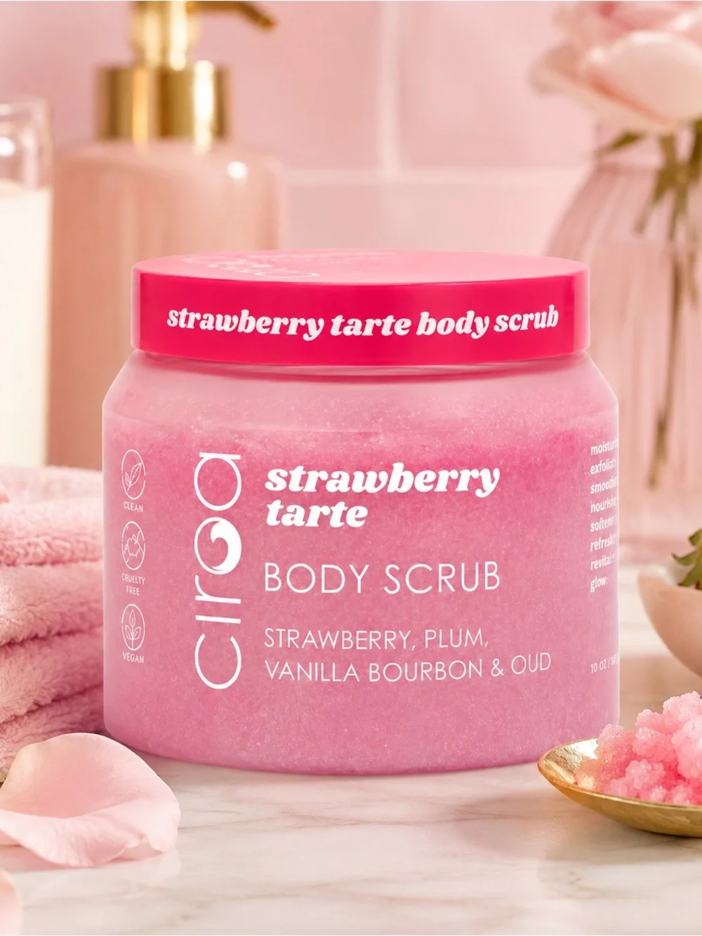 Ciroa Strawberry Tarte Body Scrub - Bright Pink Jar